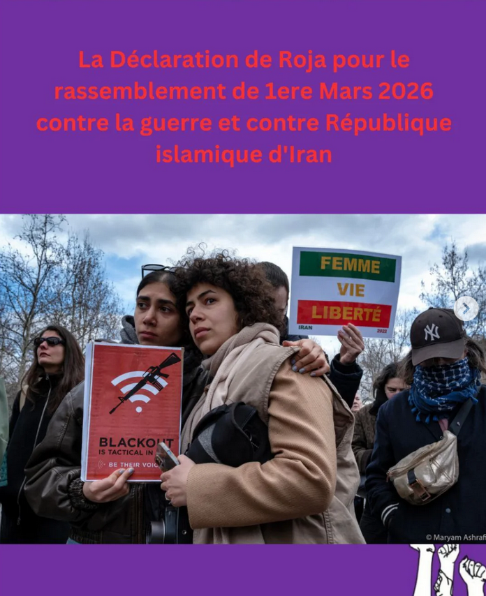 La dichiarazione del “Roja” per la manifestazione del primo marzo 2026 contro la guerra e contro la Repubblica dell’Iran
