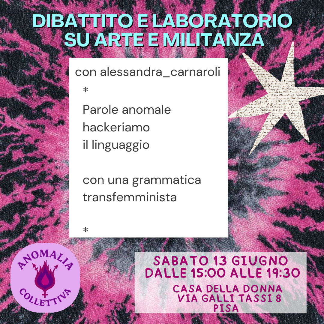 Dibattito e Laboratorio su arte e militanza con Alessandra Carnaroli
